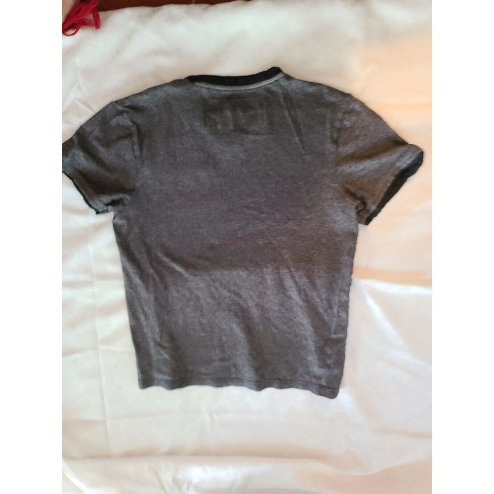 GUESS Charcoal Gray & Black V Neck T-Shirt ZIPPERED Front‎ Medium EXCELLENT - Picture 8 of 8